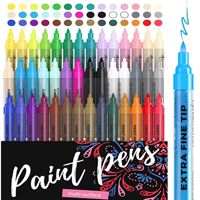 6-80 Colors/Box Acrylic Marker 0.7mm Metallic Acrylic Marker Set Acrylic  Paint Pens Paint